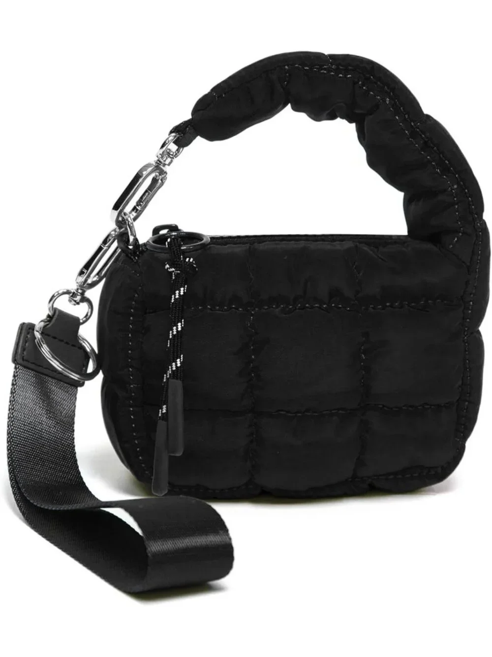 Women's 01 Black Zipper Mini Quilted Tote Wristlet Wristlet Cute Crossbody Bag